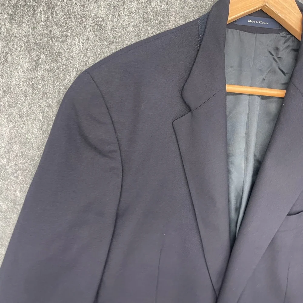 Chaps Ralph Lauren Mens 48L Navy Blue 100% Wool Blazer Gold Crest Buttons Canada
